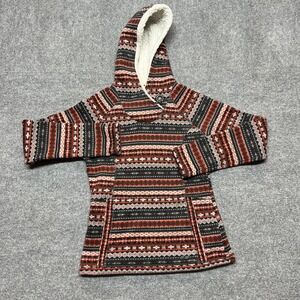 Köppen Sweater Womens Medium Black Fair Isle Hooded Pullover Fleece Lined Warm